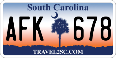 SC license plate AFK678