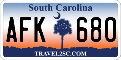 SC license plate AFK680