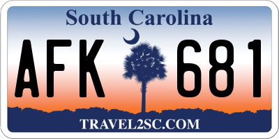 SC license plate AFK681