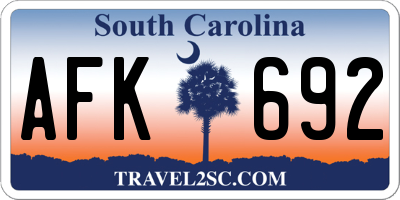SC license plate AFK692