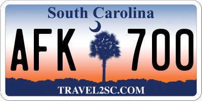 SC license plate AFK700
