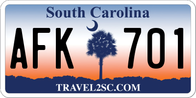 SC license plate AFK701