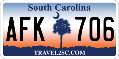SC license plate AFK706