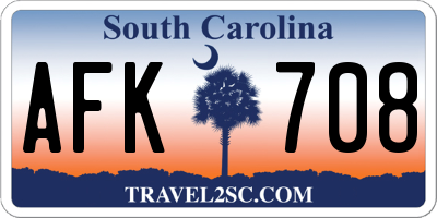 SC license plate AFK708
