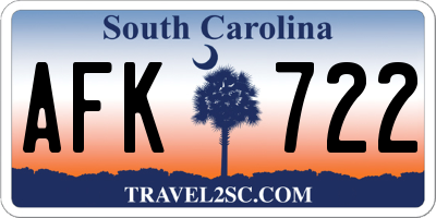 SC license plate AFK722