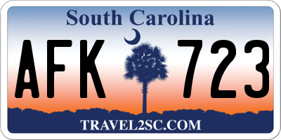 SC license plate AFK723