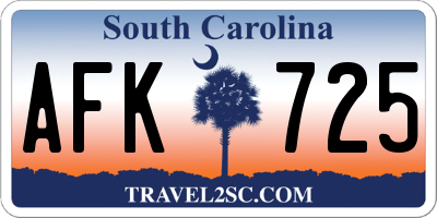 SC license plate AFK725