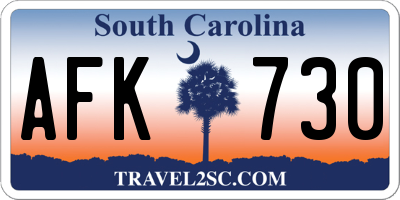 SC license plate AFK730