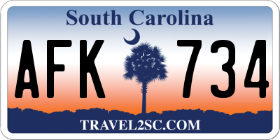 SC license plate AFK734