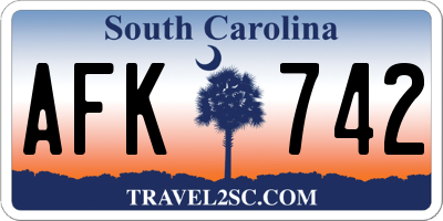 SC license plate AFK742