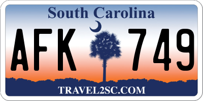 SC license plate AFK749