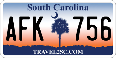 SC license plate AFK756