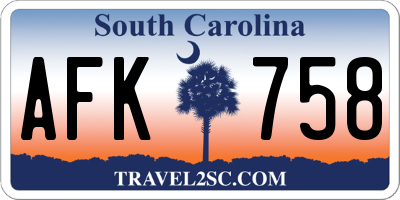 SC license plate AFK758