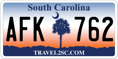 SC license plate AFK762