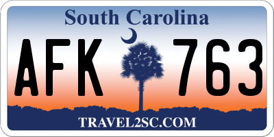 SC license plate AFK763