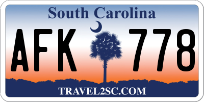 SC license plate AFK778