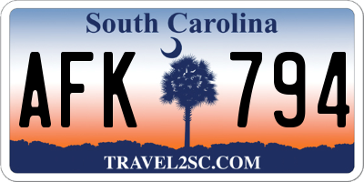 SC license plate AFK794