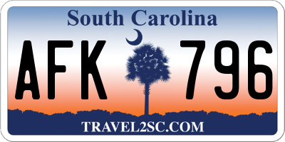 SC license plate AFK796