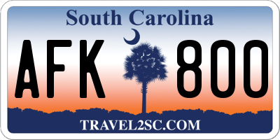 SC license plate AFK800