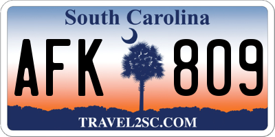 SC license plate AFK809