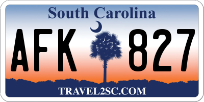 SC license plate AFK827