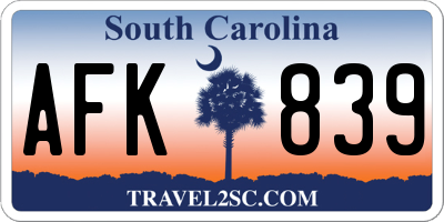 SC license plate AFK839