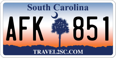 SC license plate AFK851