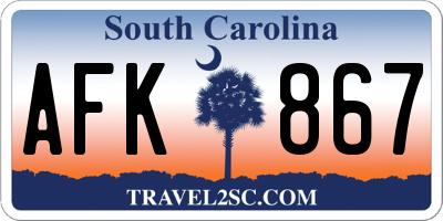 SC license plate AFK867