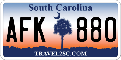 SC license plate AFK880