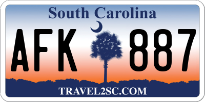 SC license plate AFK887