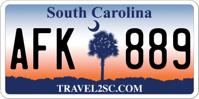 SC license plate AFK889