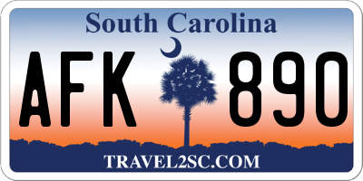 SC license plate AFK890