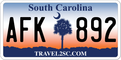 SC license plate AFK892