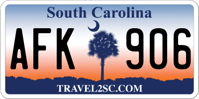 SC license plate AFK906
