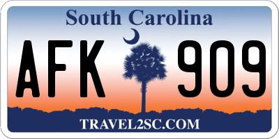 SC license plate AFK909
