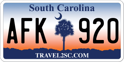 SC license plate AFK920