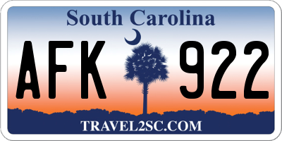 SC license plate AFK922