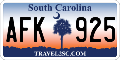 SC license plate AFK925