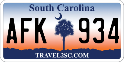 SC license plate AFK934