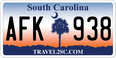 SC license plate AFK938