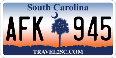 SC license plate AFK945