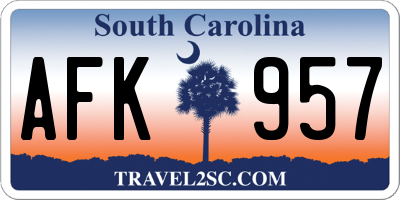 SC license plate AFK957