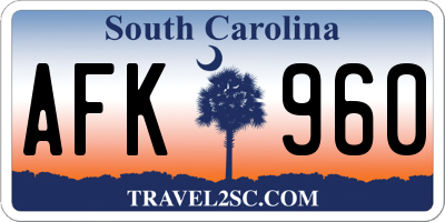 SC license plate AFK960