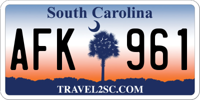 SC license plate AFK961