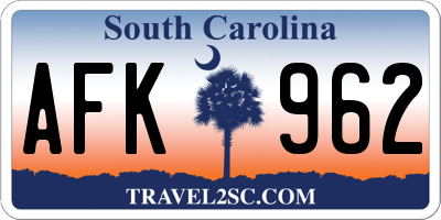 SC license plate AFK962