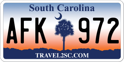 SC license plate AFK972
