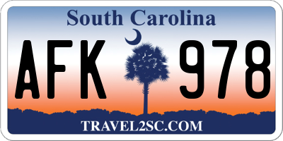 SC license plate AFK978