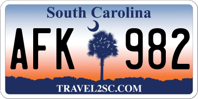 SC license plate AFK982