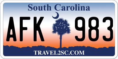 SC license plate AFK983