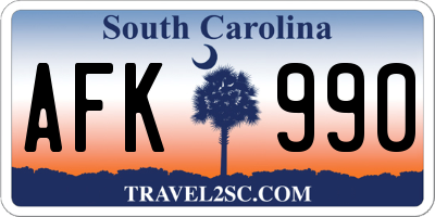 SC license plate AFK990